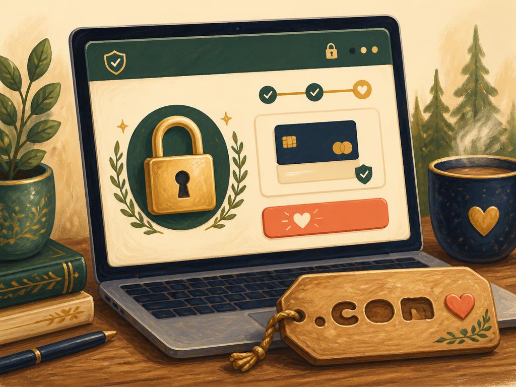 A secure checkout screen with a padlock and a buy button