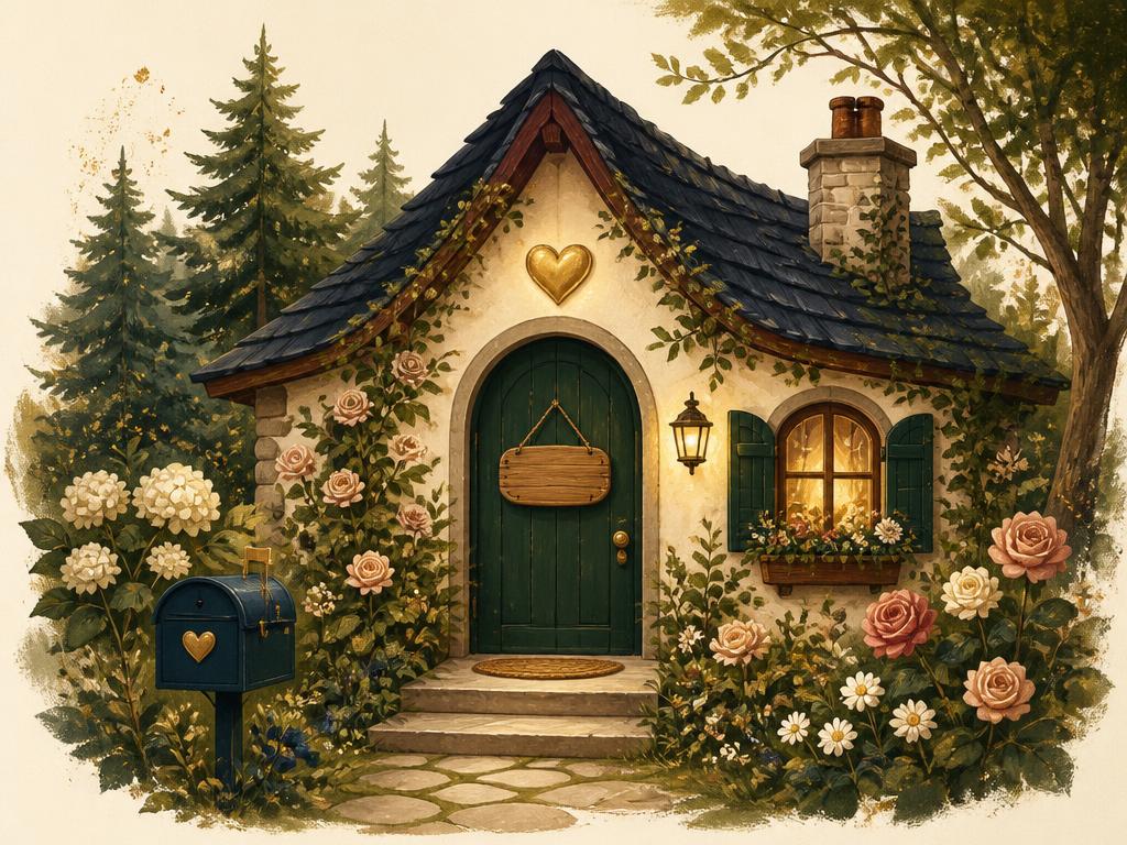 A cottage with a name tag on the door, the domain's new home